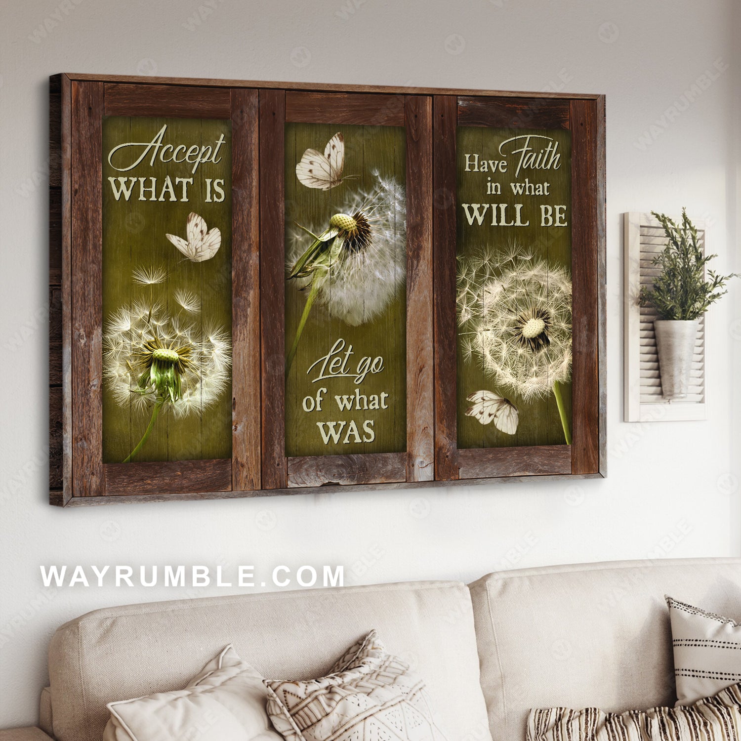 Dandelion, White butterfly, Green background, Have faith in what will be - Jesus Landscape Canvas Prints, Christian Wall Art