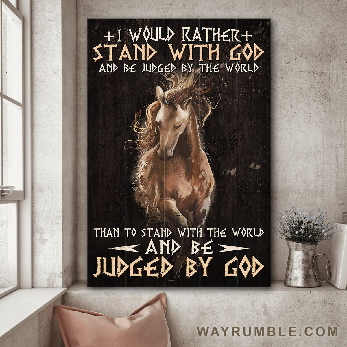 Horse, I would rather stand with God - Jesus Portrait Canvas Prints, Wall Art