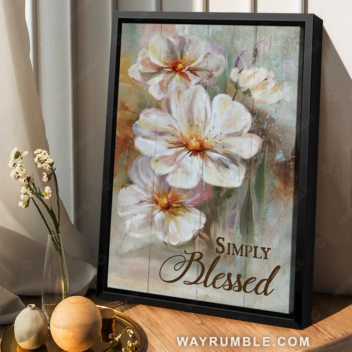 White cherry blossom, Flower painting, White flower, Simply blessed - Jesus Portrait Canvas Prints, Christian Wall Art