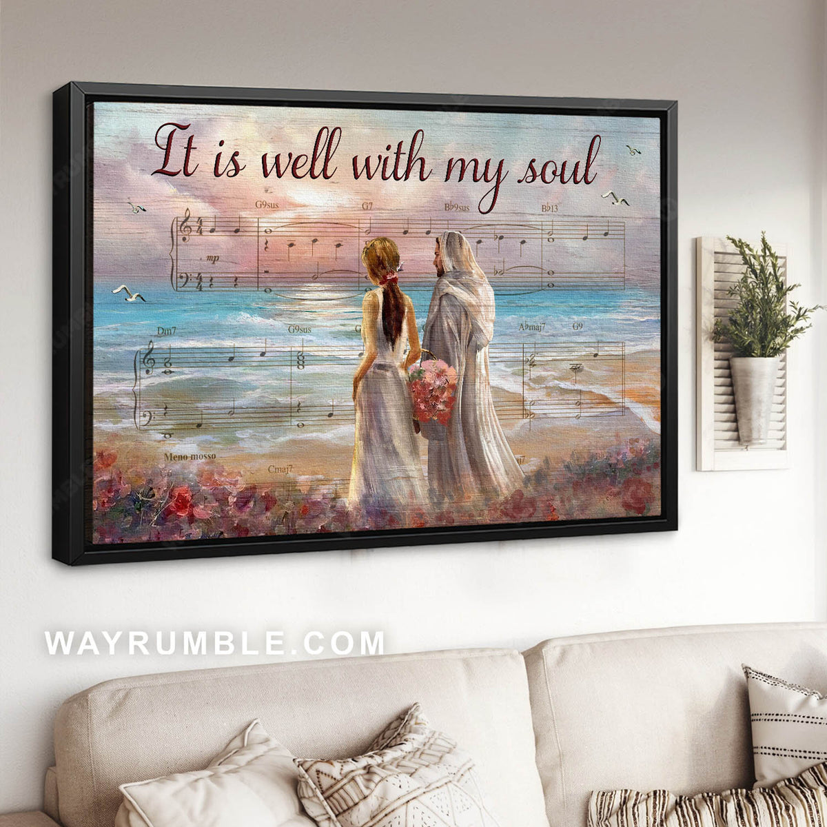Jesus painting, Beautiful woman, Blue ocean, Abstract flower, It is well with my soul - Jesus Landscape Canvas Prints, Christian Wall Art