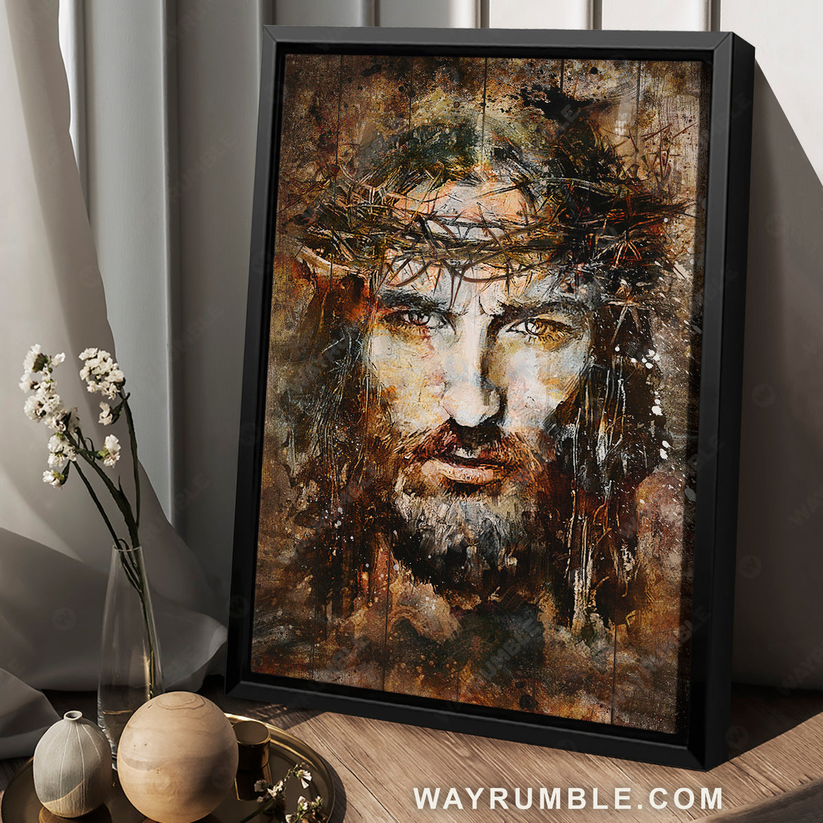 Jesus painting, Crown of thorns, Jesus face - Jesus Portrait Canvas Prints, Christian Wall Art