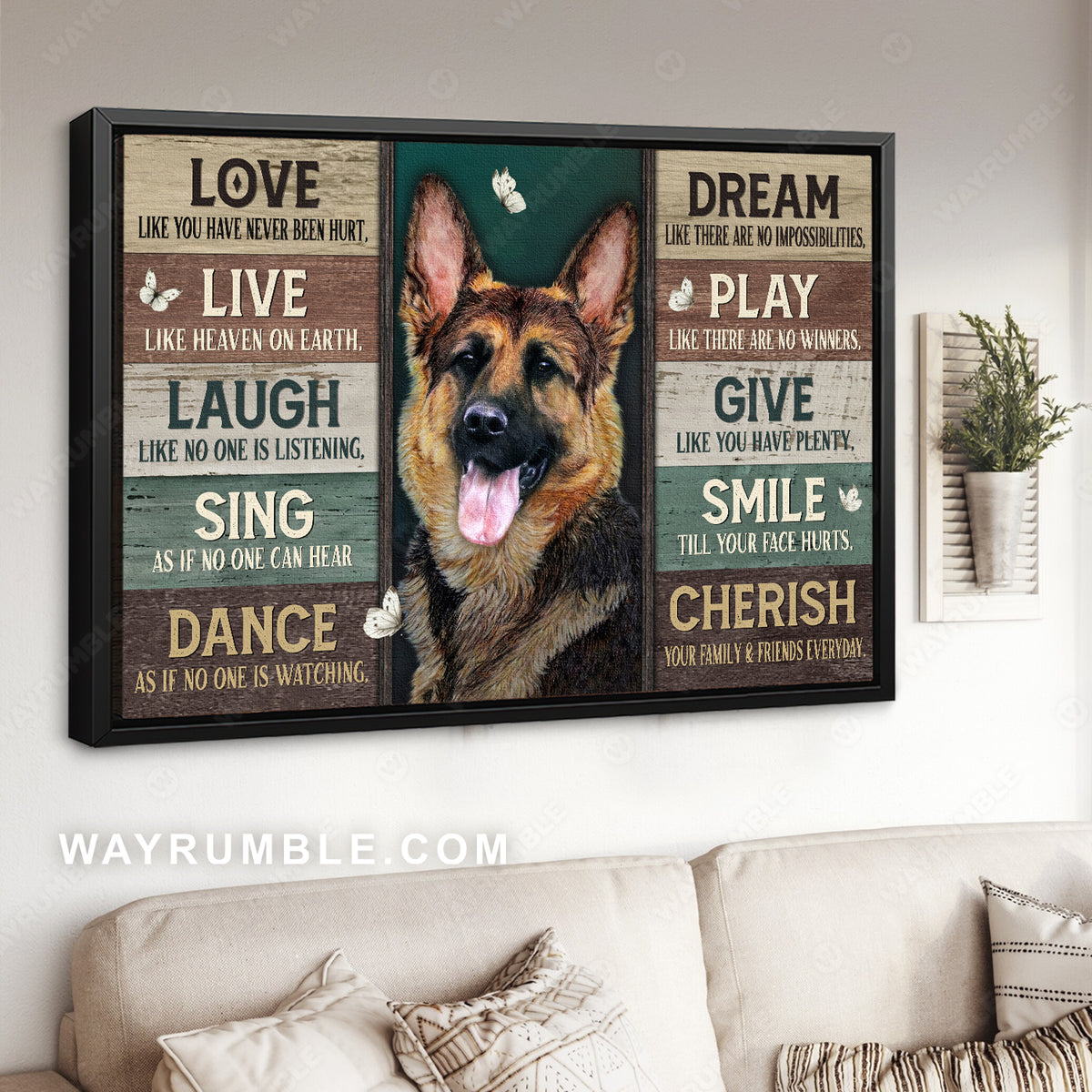 German shepherd, Dog drawing, Love like you&#39;ve never been hurt - Jesus Landscape Canvas Prints, Christian Wall Art