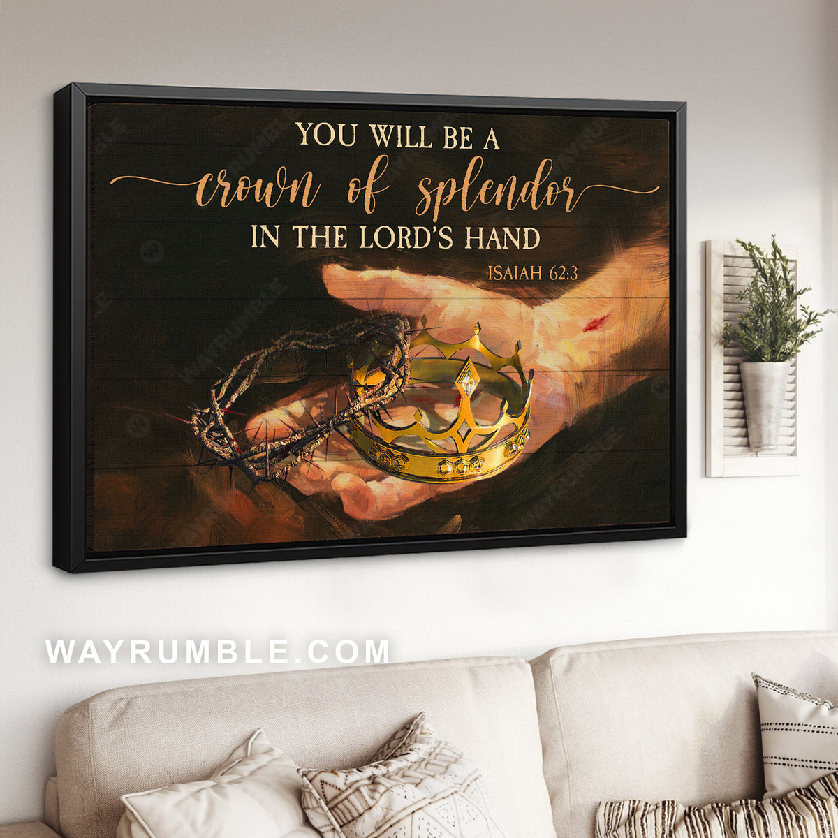Jesus hand, Crown of thorn, Gold crown, Crown of splendor - Jesus Landscape Canvas Prints, Christian Wall Art