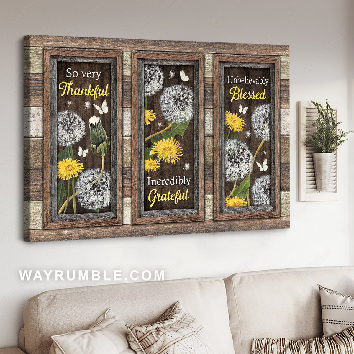 Dandelion, Daisy flower, White butterfly, So very thankful - Jesus Landscape Canvas Prints, Christian Wall Art