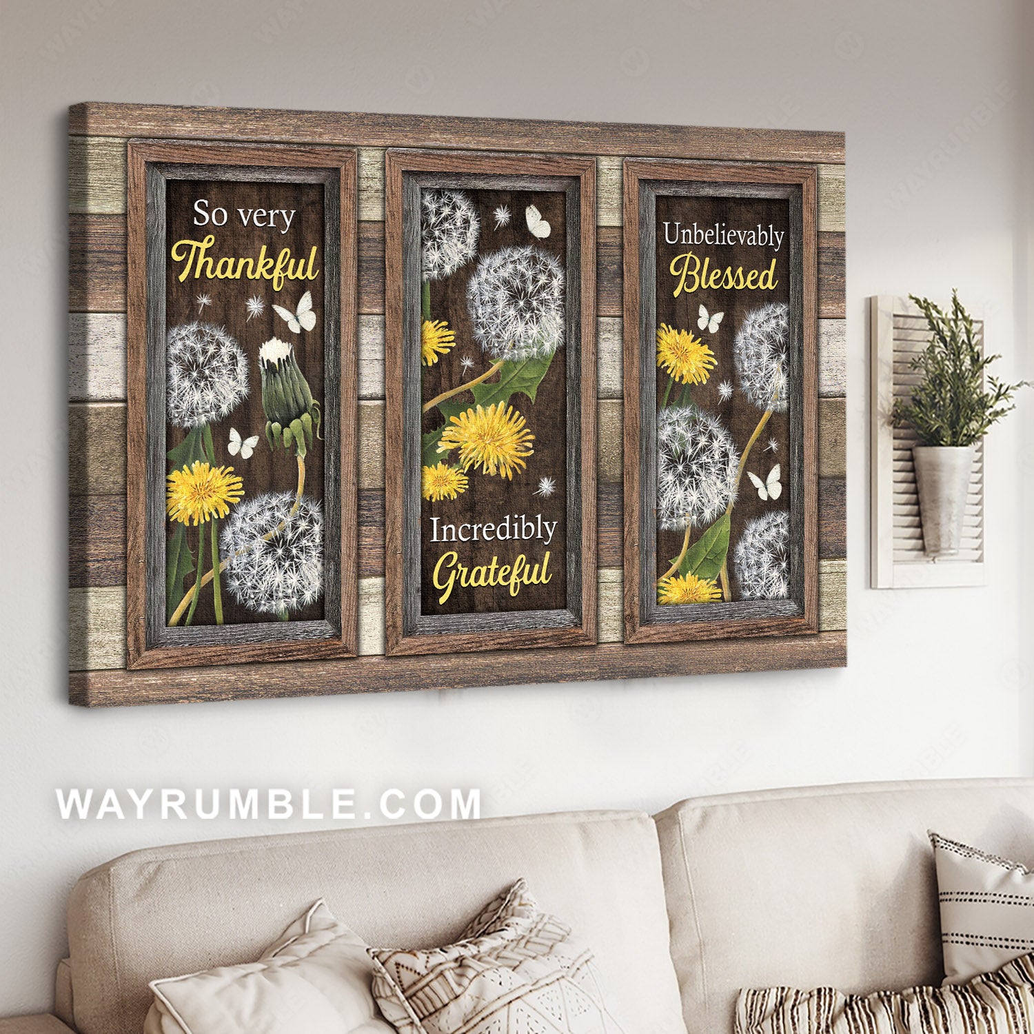 Dandelion, Daisy flower, White butterfly, So very thankful - Jesus Landscape Canvas Prints, Christian Wall Art