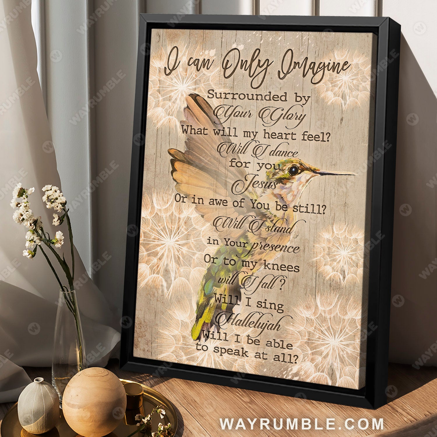 Hummingbird painting, Vintage painting, I can only imagine - Jesus Portrait Canvas Prints, Christian Wall Art