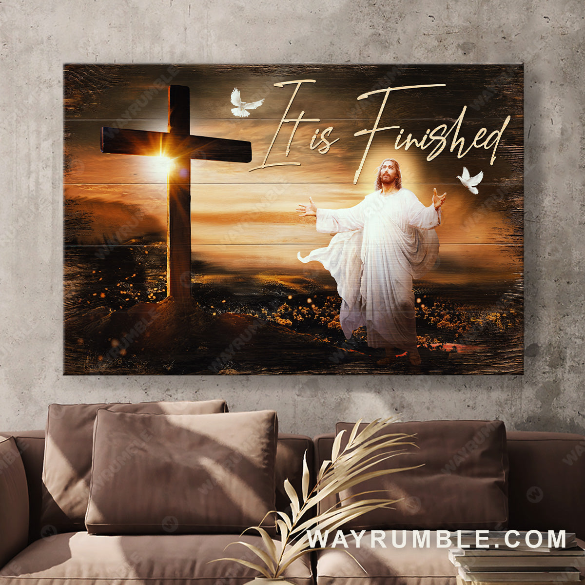 Jesus painting, The rugged cross, It is finished - Jesus Landscape Canvas Prints, Christian Wall Art