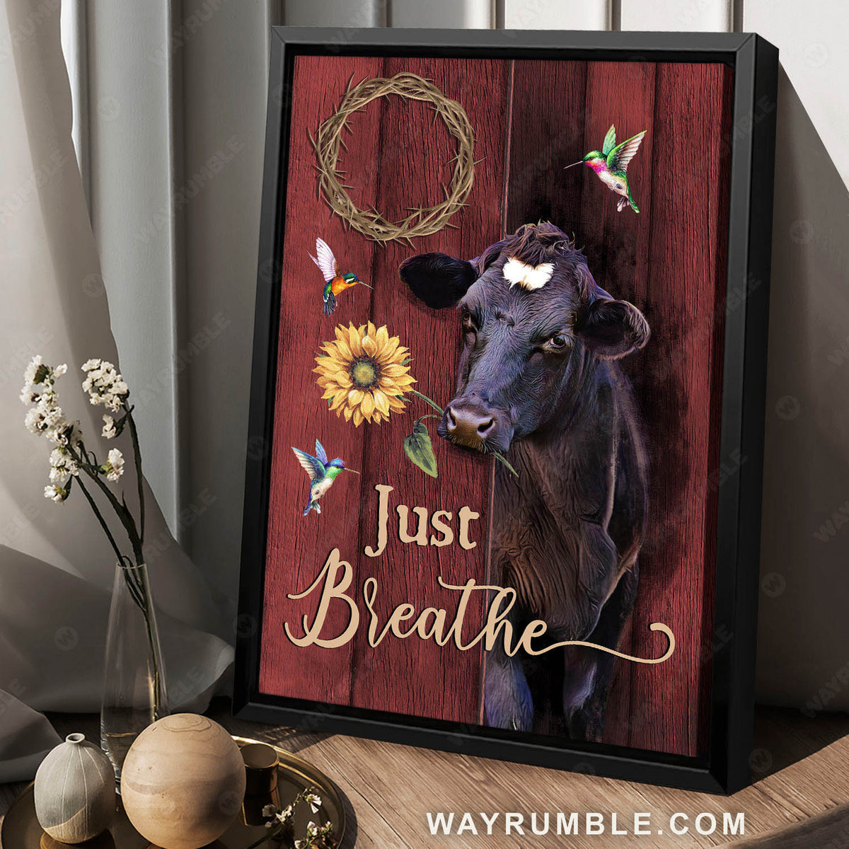 Angus cow, Sunflower, Life on farm, Crow of thorns, Just breath - Jesus Portrait Canvas Prints, Christian Wall Art