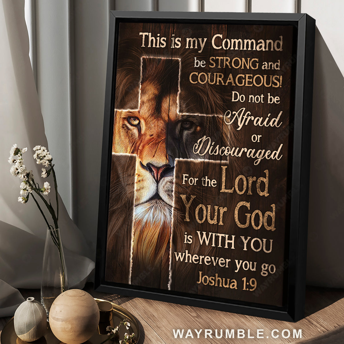 Lion of Judah, Christian cross, This is my command - Jesus Portrait Canvas Prints, Christian Wall Art