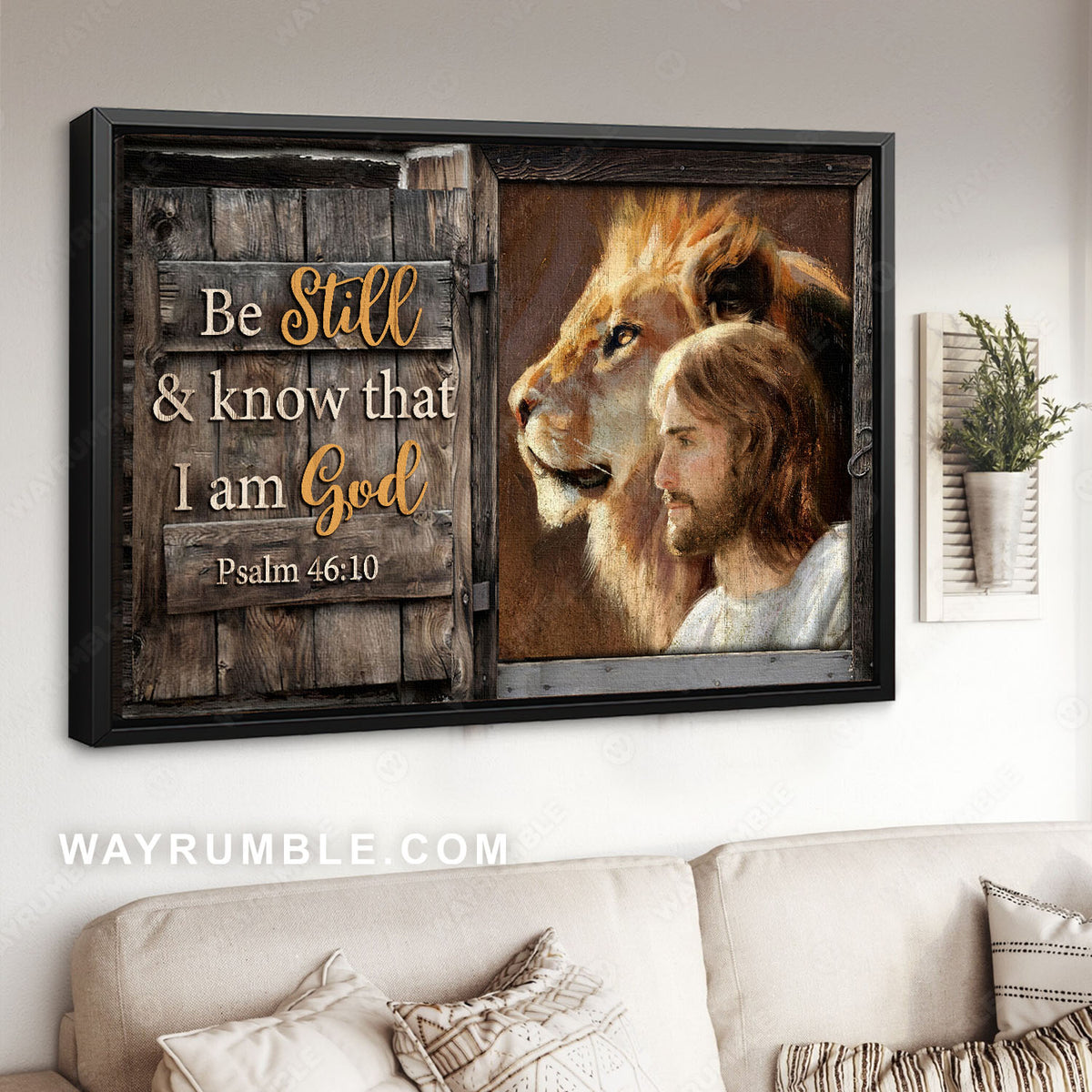 Lion king, Jesus painting, Side by side, Be still I am God - Jesus Landscape Canvas Prints, Christian Wall Art