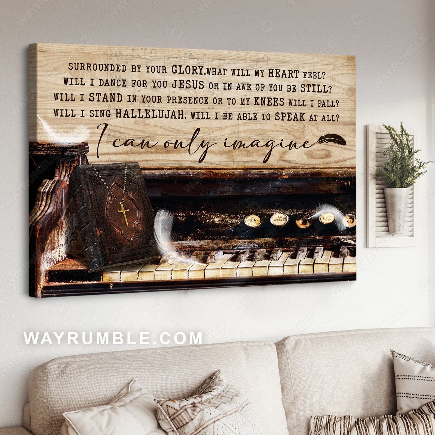 Piano painting, The holy bible, I can only imagine - Jesus Landscape Canvas Prints, Christian Wall Art