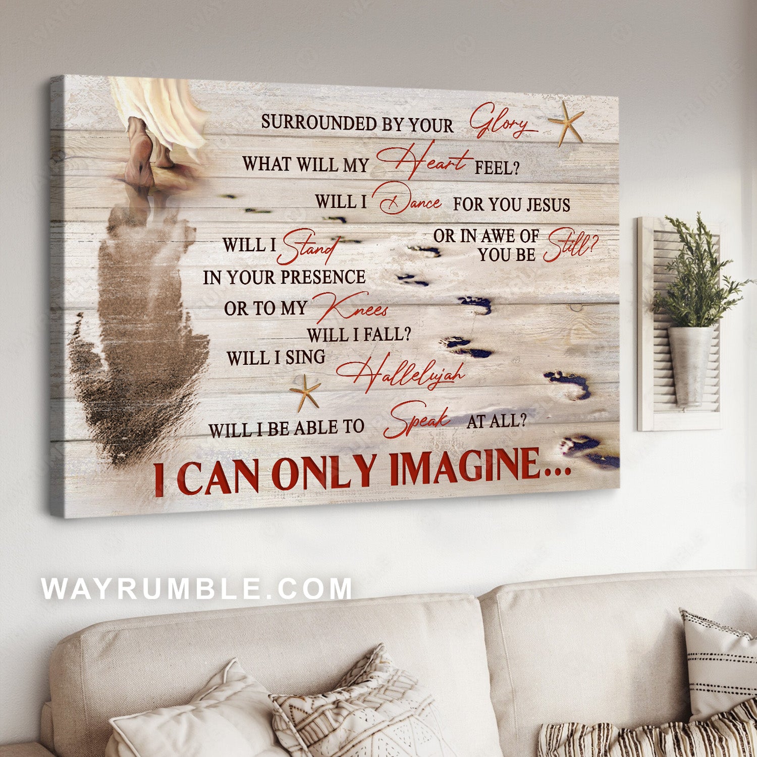 Walking with Jesus, Footprints on the beach, I can only imagine - Jesus Landscape Canvas Prints, Christian Wall Art