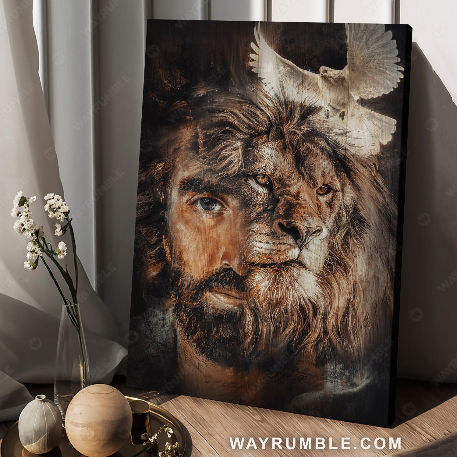 Lion of Judah, Jesus painting, Lion and the dove - Jesus Portrait Canvas Prints, Christian Wall Art