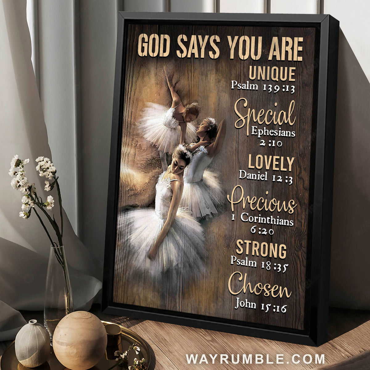 Ballet dancer. Swan lake, God says you are unique - Jesus Portrait Canvas Prints, Christian Wall Art