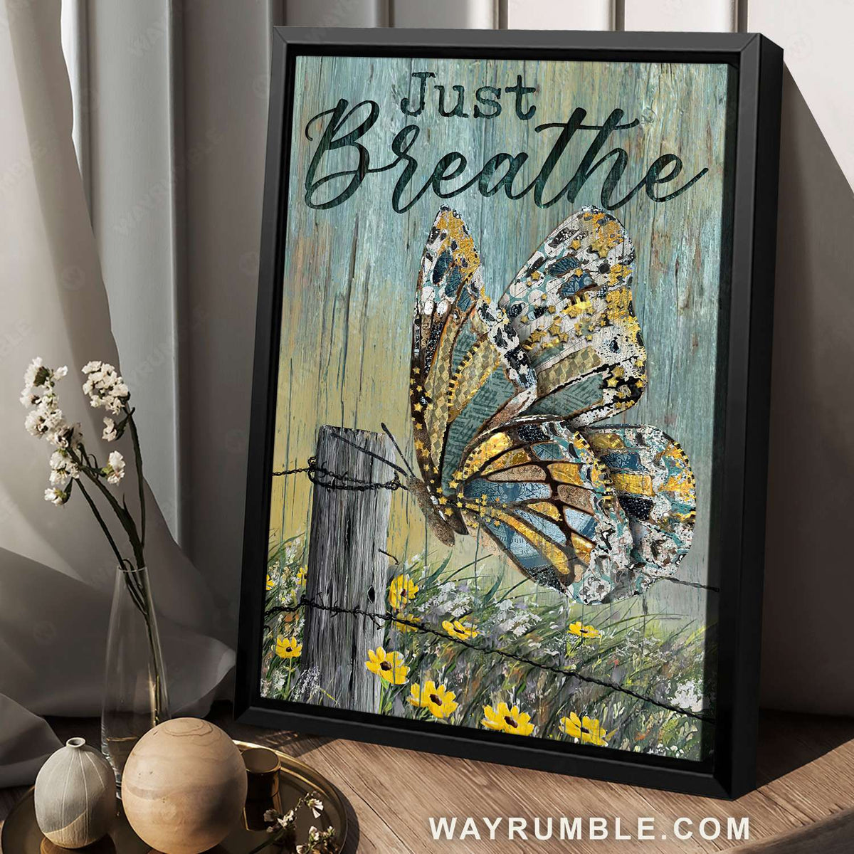 Beautiful butterfly, Yellow daisy, Just breathe - Jesus Portrait Canvas Prints, Christian Wall Art
