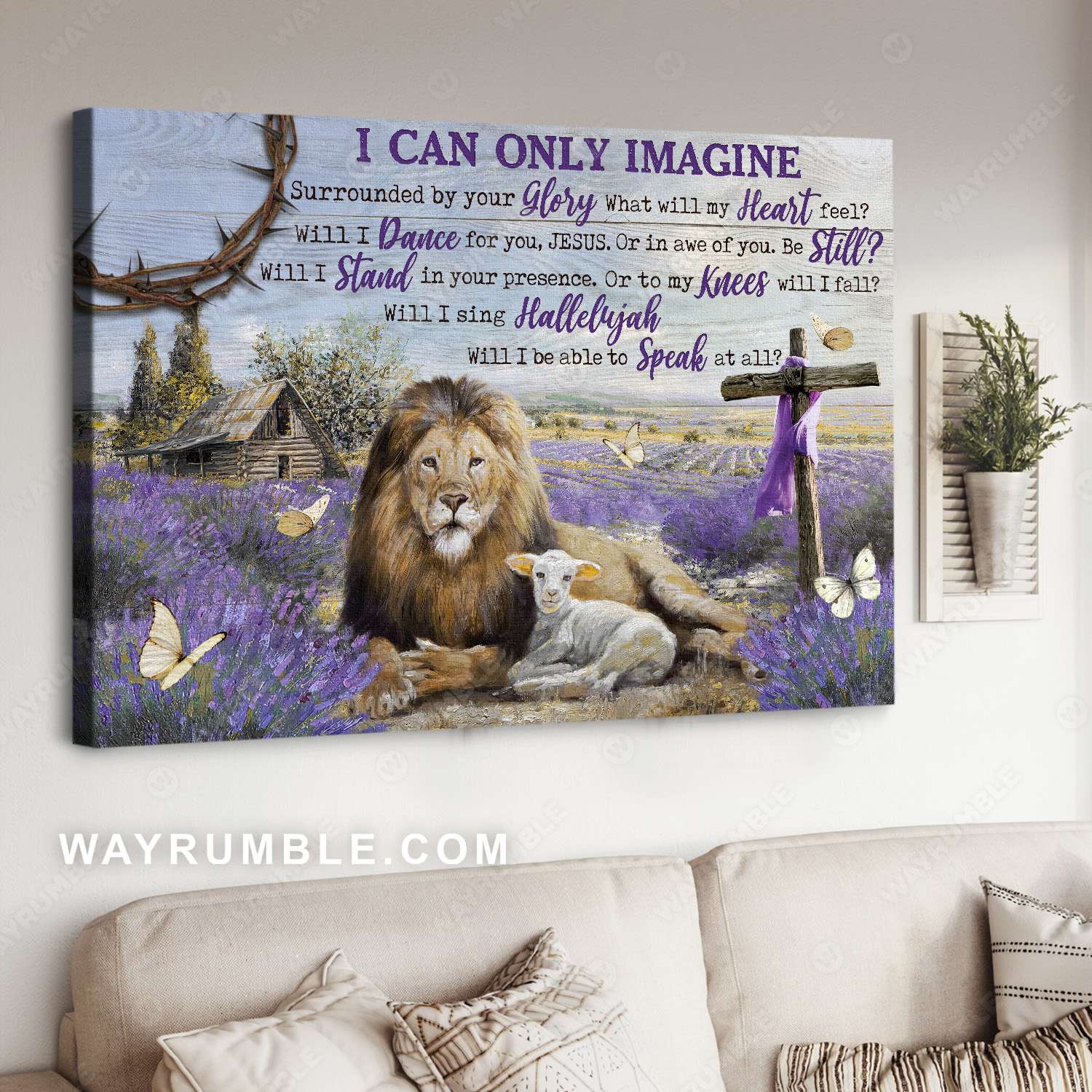 The Lion of Judah, The Lamb of God, Cross symbol, I can only imagine - Jesus Landscape Canvas Prints, Christian Wall Art