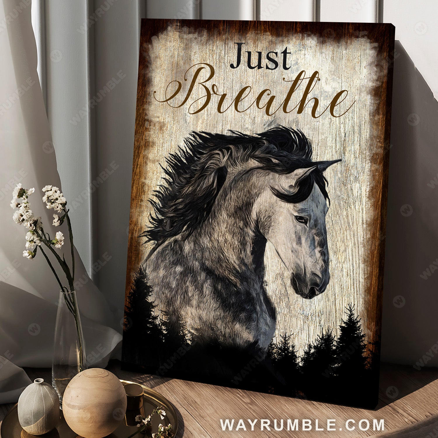 Horse painting, Black and white painting, Vintage, Just breathe - Jesus Portrait Canvas Prints, Christian Wall Art