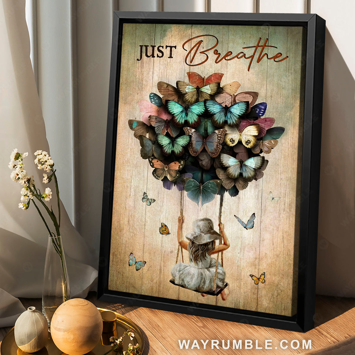 Little girl, Butterfly balloon, Colorful butterflies, Just breathe - Jesus Portrait Canvas Prints, Christian Wall Art
