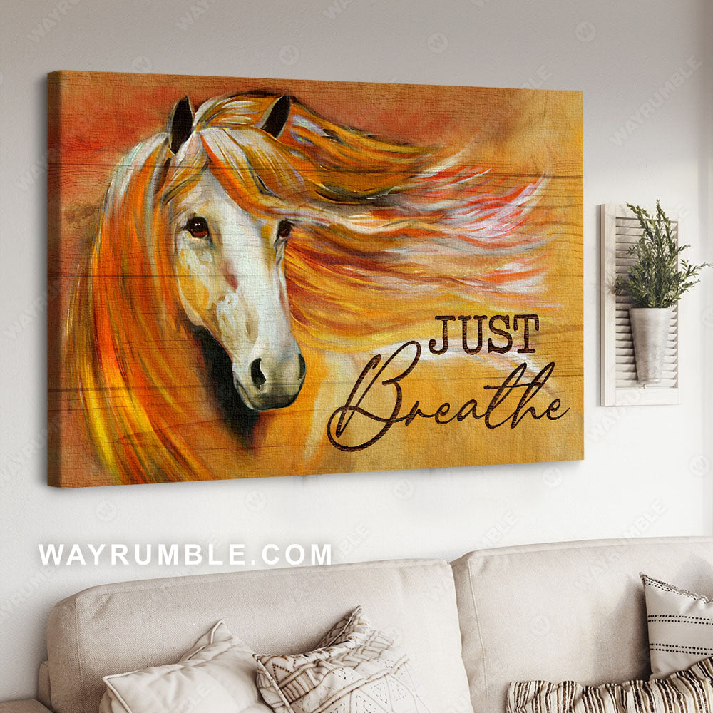 Orange horse, Colorful background, Just breathe - Jesus Landscape Canvas Prints, Christian Wall Art