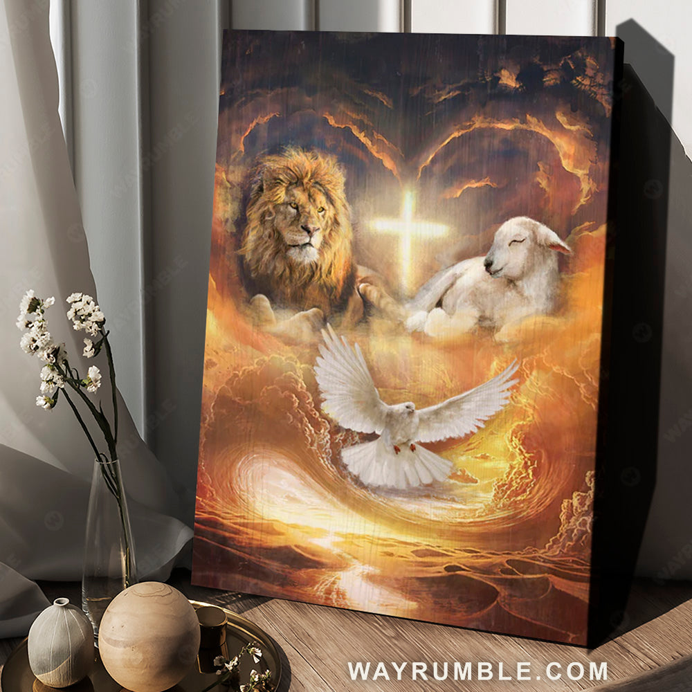 Lion of Judah, Lamb of God, The dove of peace, A river in the desert - Jesus Portrait Canvas Prints, Christian Wall Art