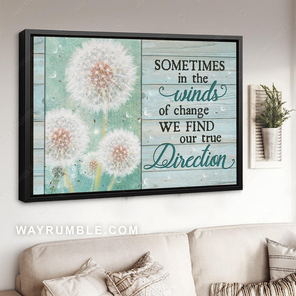 White dandelion, Dandelion seed, Blue mint, Find our true direction - Jesus Landscape Canvas Prints, Christian Wall Art