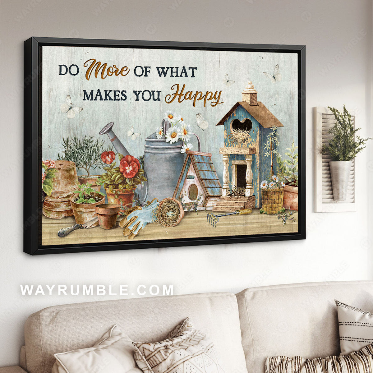Garden stuff, Bird house, Daisy flower, Do more of what makes you happy - Jesus Landscape Canvas Prints, Christian Wall Art