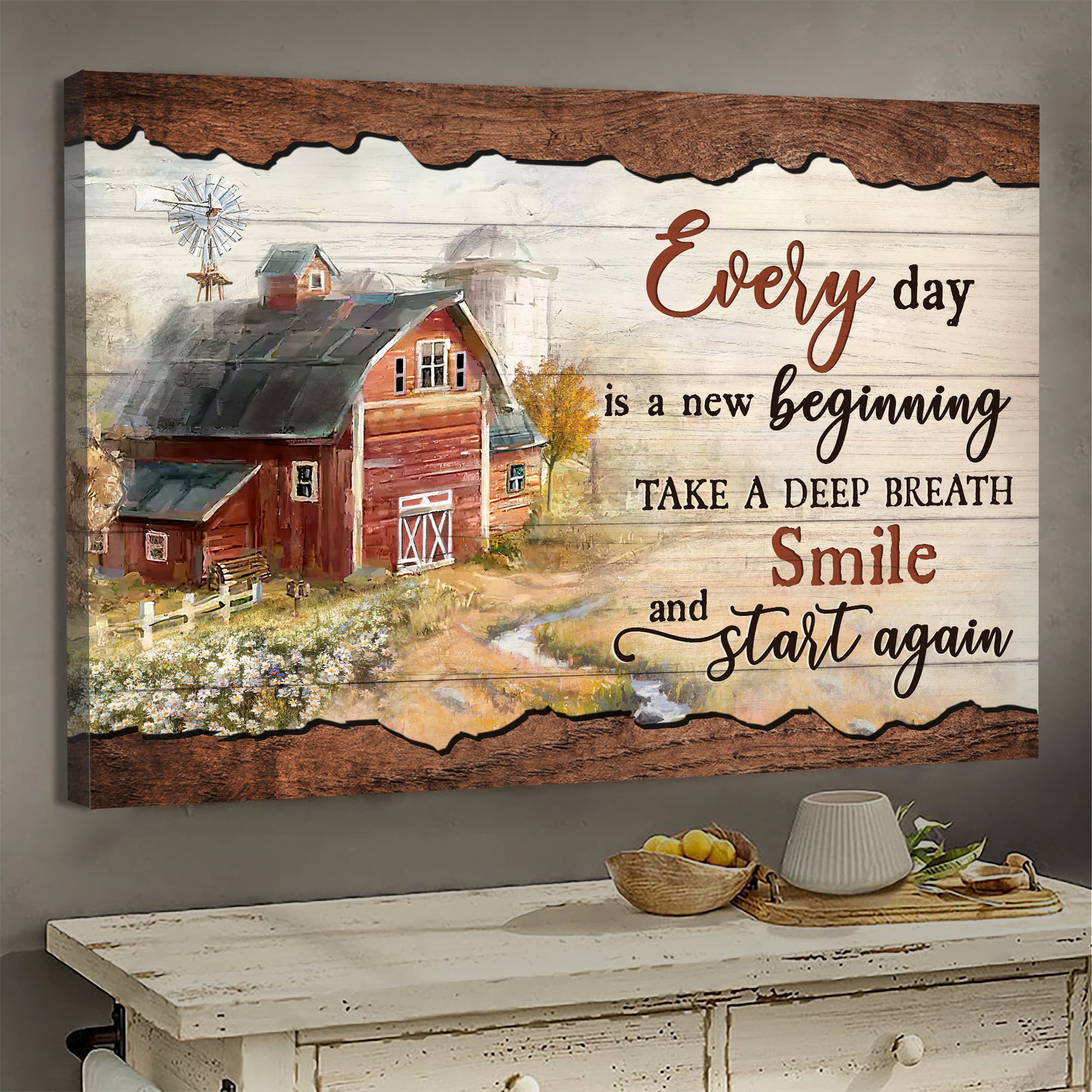 Jesus, Stunning Farm - Every day is a new beginning Landscape Canvas Prints, Wall Art