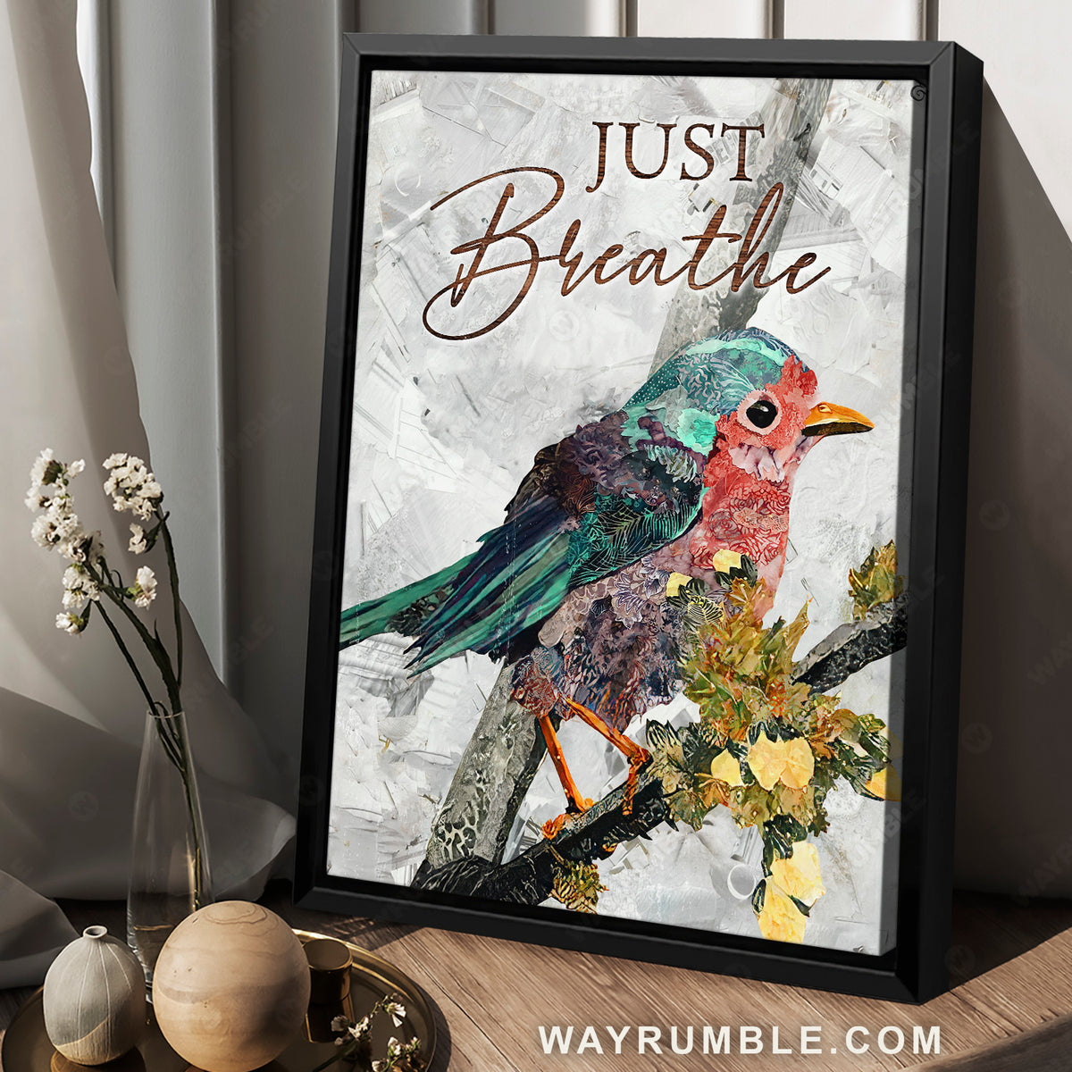Little bird, Bird feather, Autumn leaves, Just breathe - Jesus Portrait Canvas Prints, Christian Wall Art