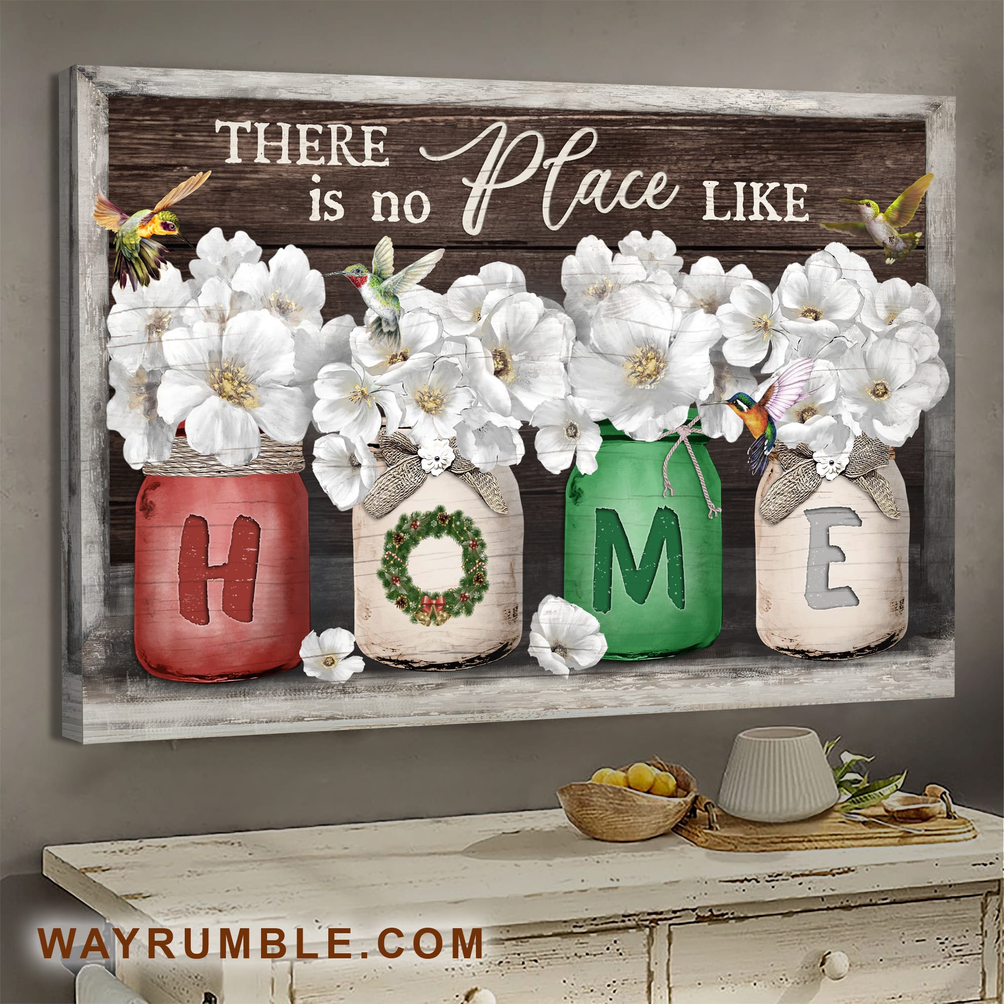  Flowers bloom, Colorful hummingbird, There is no place like home - Jesus Landscape Canvas Prints, Wall Art