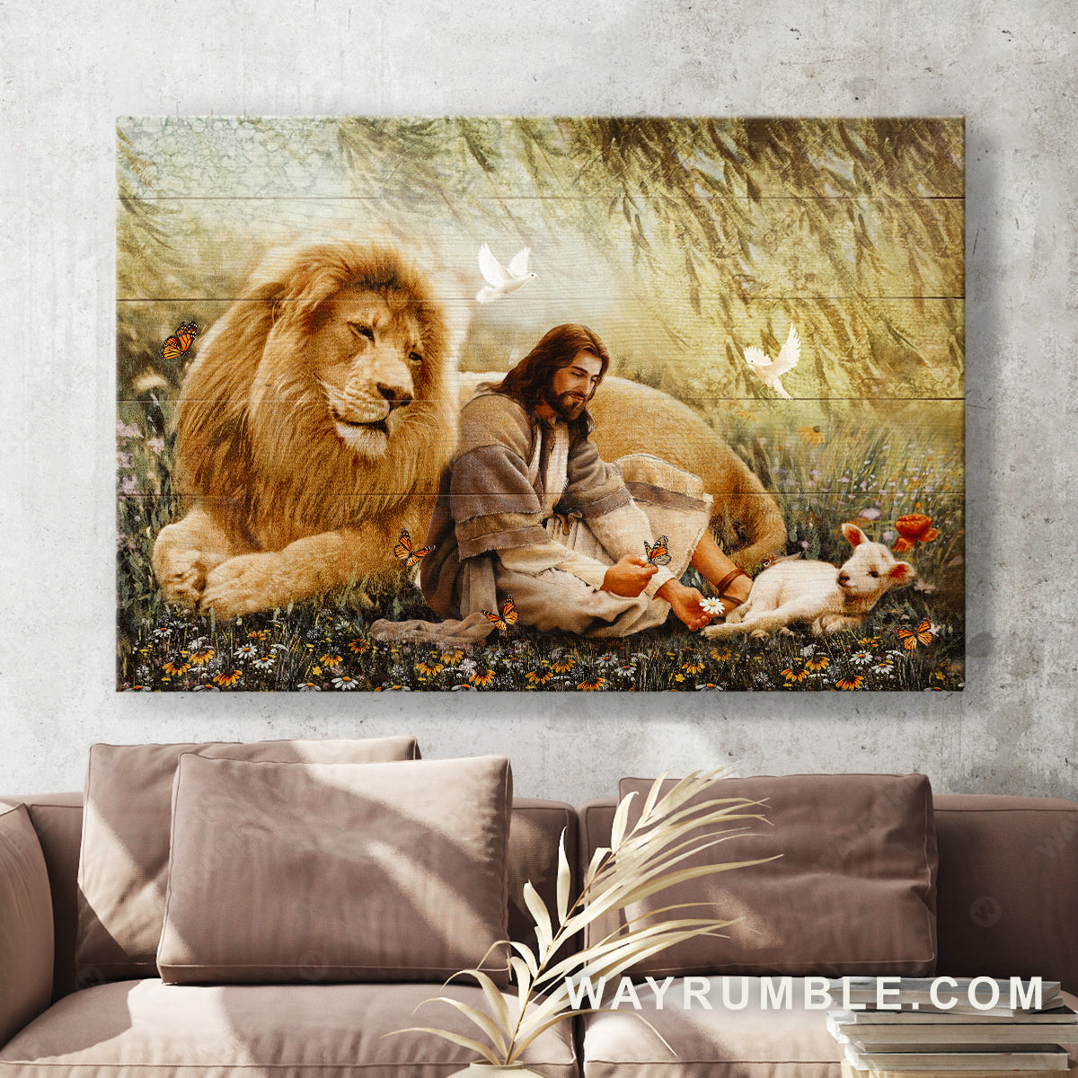 Jesus Christ, White Dove, The Lamb of God, The Lion of Judah - Jesus Landscape Canvas Prints, Christian Wall Art