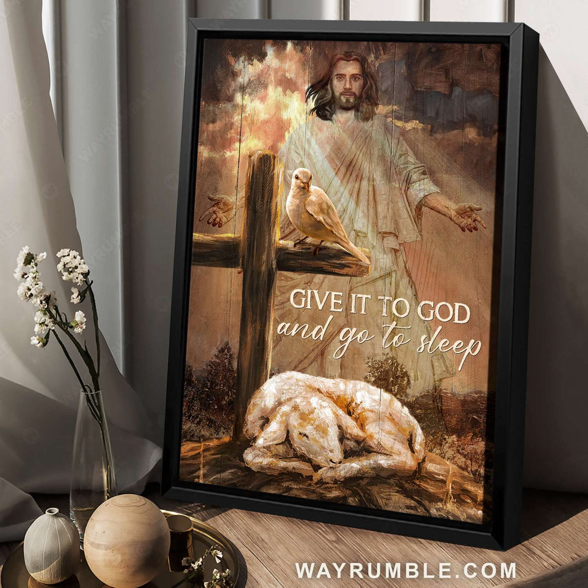 Lamb of God, Dove of peace, Jesus drawing, Give it to God - Jesus Portrait Canvas Prints, Christian Wall Art