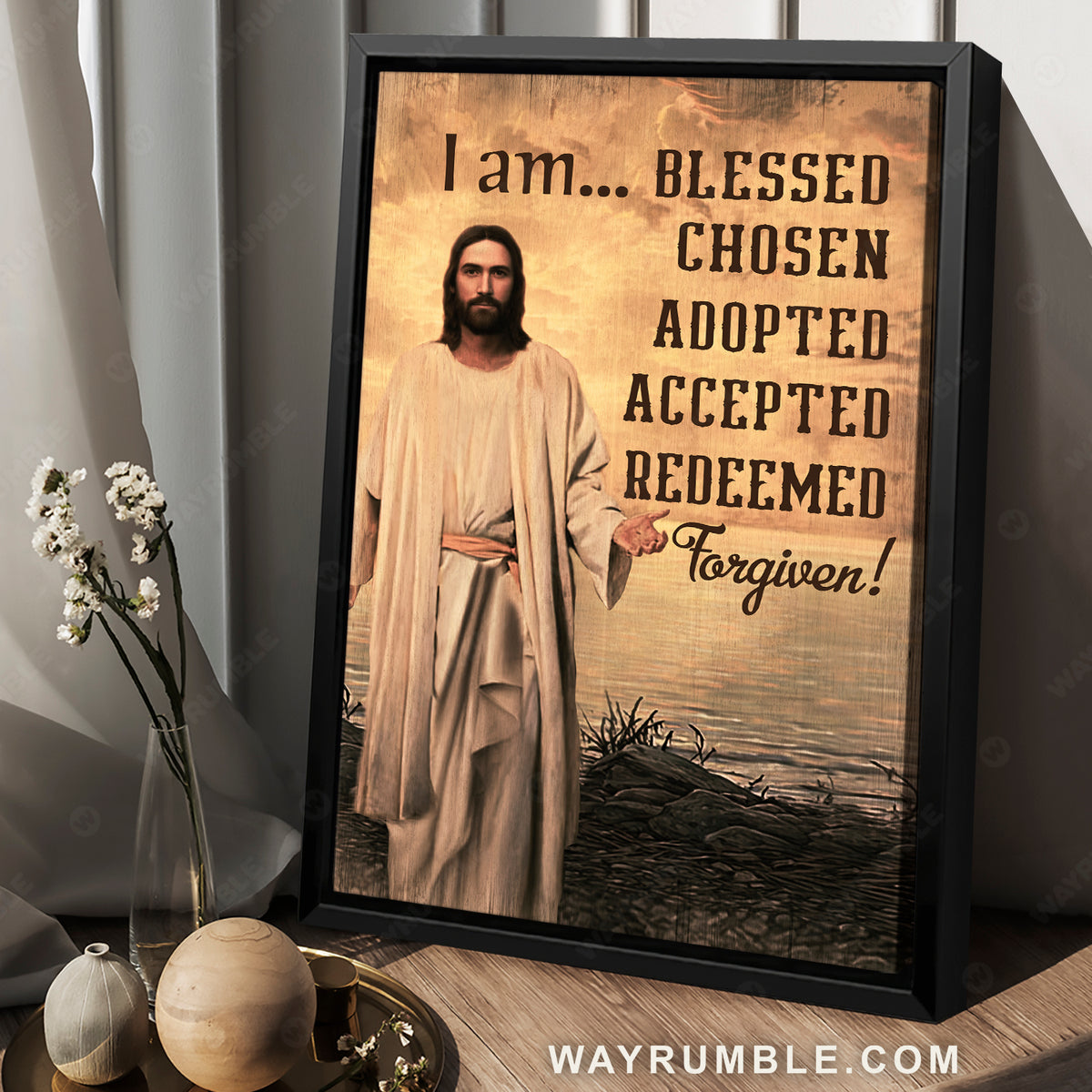 Jesus painting, Riverside landscape, I am forgiven - Jesus Portrait Canvas Prints, Christian Wall Art