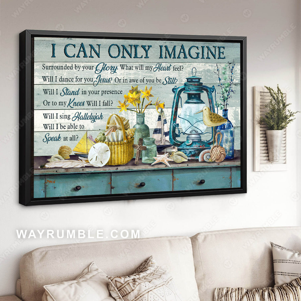 Vintage painting, Ocean theme, I can only imagine - Jesus Landscape Canvas Prints, Wall Art