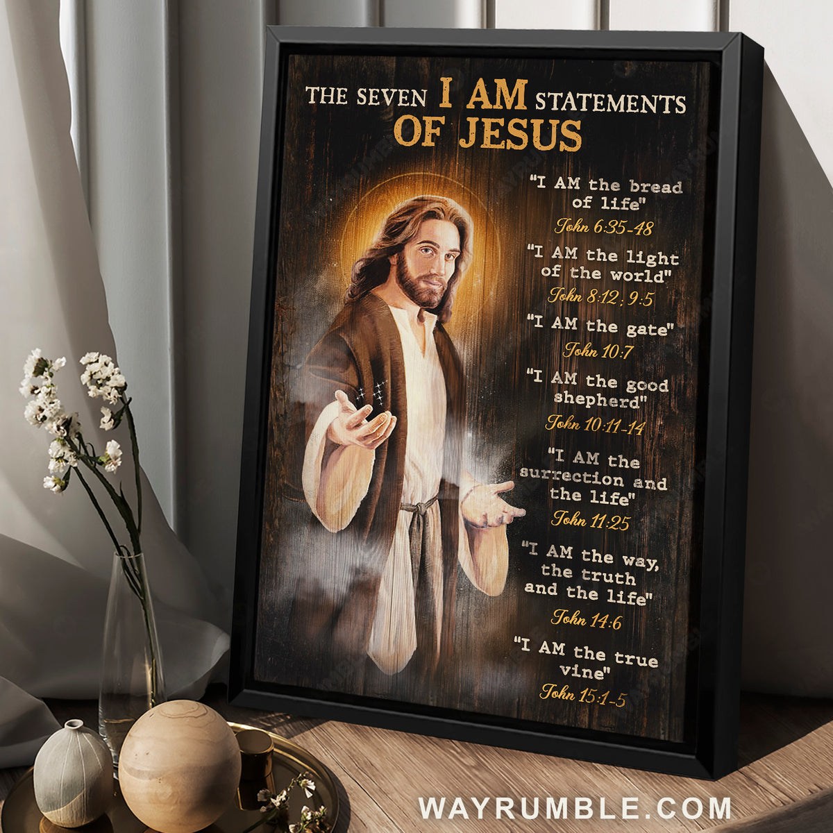 Jesus Christ, Light of the world, The seven I am statements - Jesus Portrait Canvas Prints, Christian Wall Art