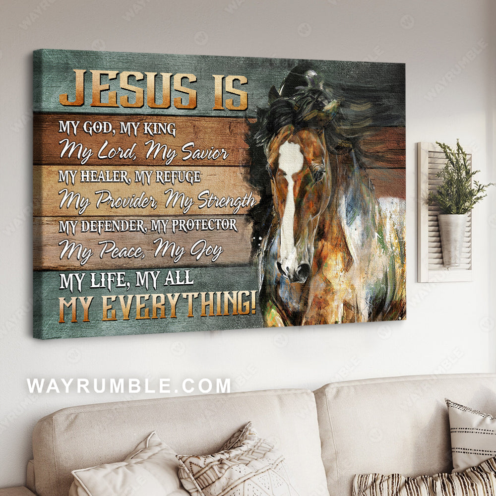 Brown horse painting, The amazing horse, Jesus is my everything - Jesus Landscape Canvas Prints, Christian Wall Art