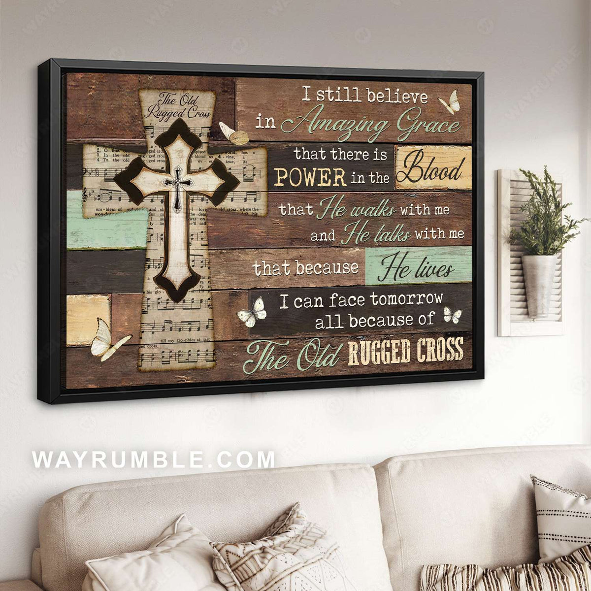 Amazing grace, Music sheet, White butterfly, Wall planks, The old rugged cross - Jesus Landscape Canvas Prints, Christian Wall Art