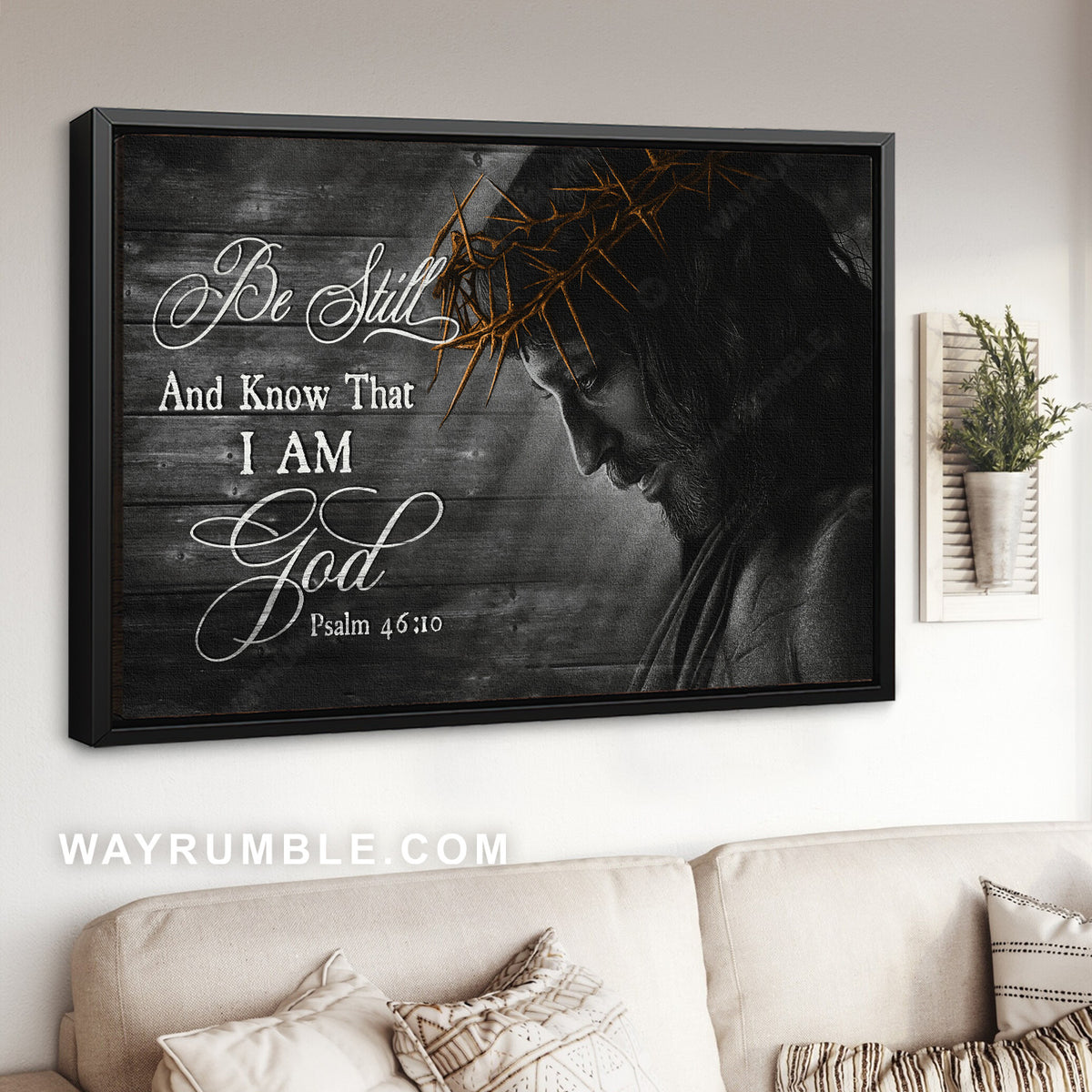 Jesus drawing, Crown of thorn, Be still I am God - Jesus Landscape Canvas Prints, Christian Wall Art