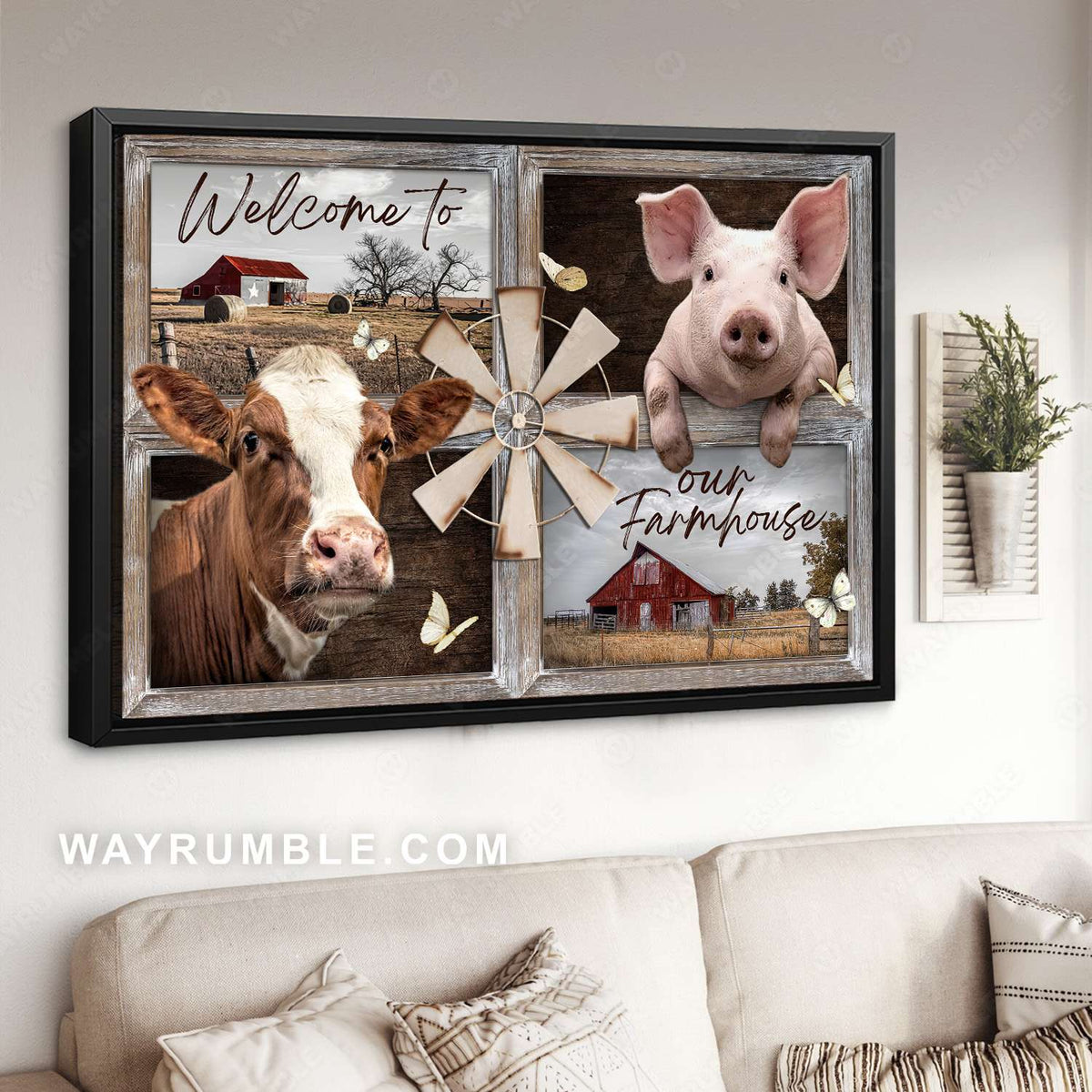 Simmental cow, Pig drawing, Old windmill, Welcome to our farmhouse - Jesus Landscape Canvas Prints, Christian Wall Art