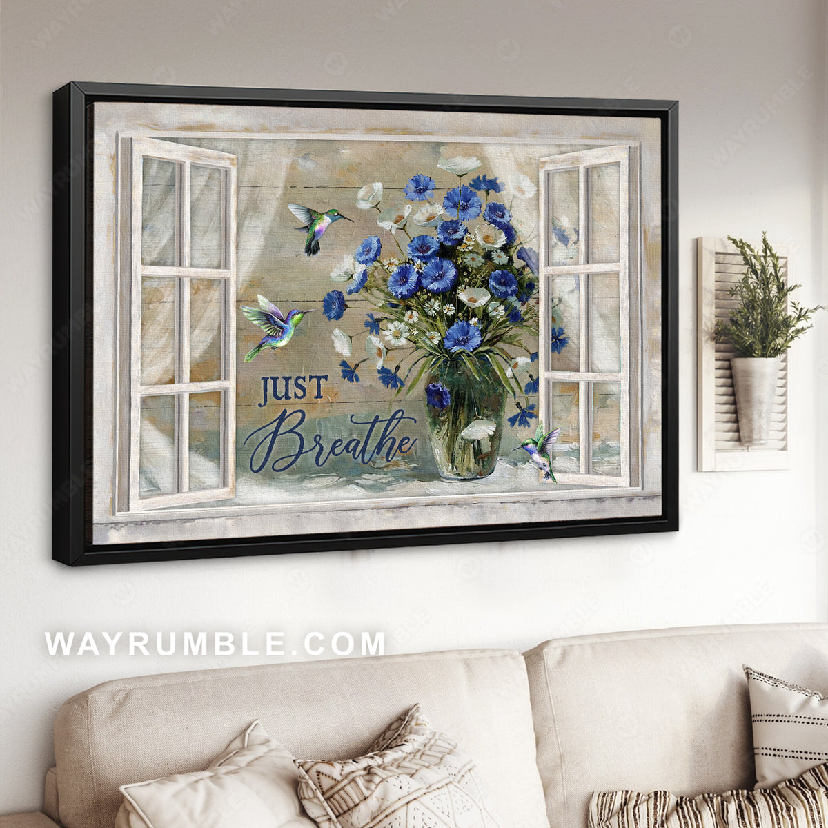 Poppy painting, Flower vase, Humming birds, Just breathe - Jesus Landscape Canvas Prints, Christian Wall Art