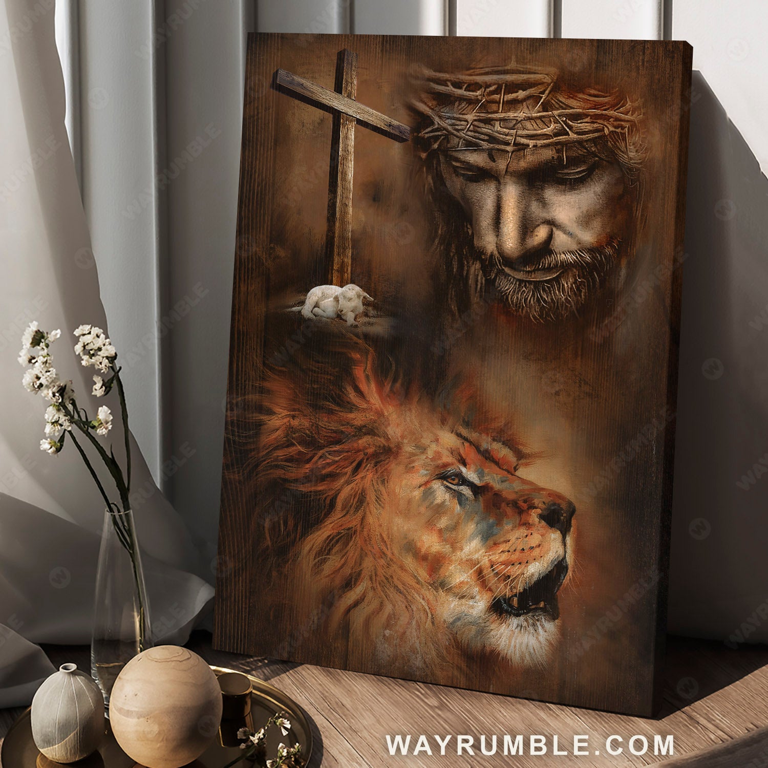Lion of Judah, Lamb of God, Jesus painting, The old rugged cross - Jesus Portrait Canvas Prints, Christian Wall Art