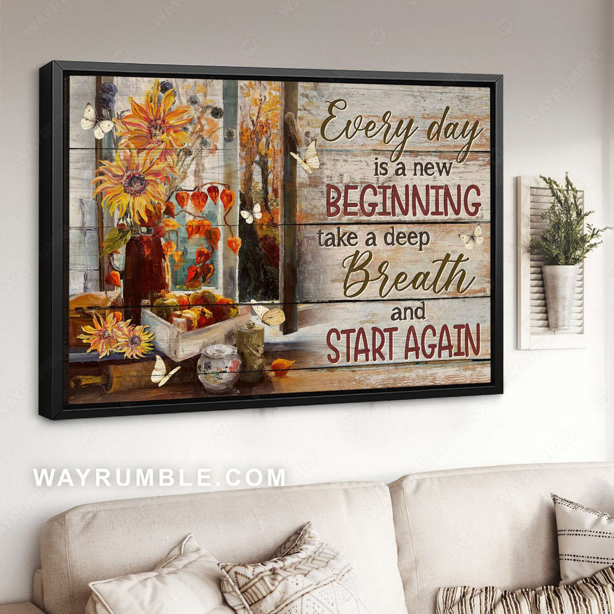 Sunflower, Apple basket, Autumn forest, Every day is a new beginning - Jesus Landscape Canvas Prints, Christian Wall Art