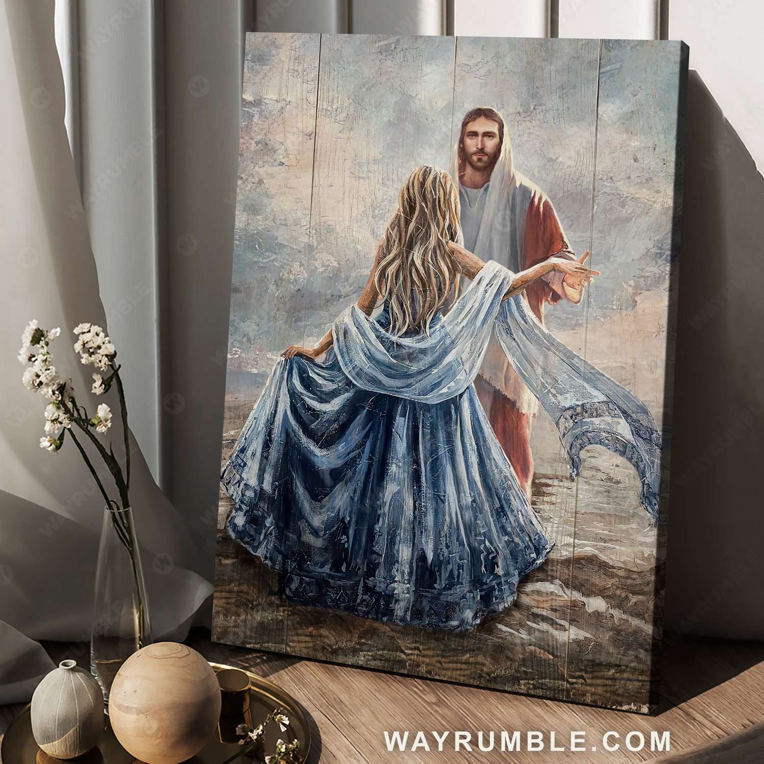 Jesus painting, Beautiful girl painting, A dance with Jesus - Jesus Portrait Canvas Prints, Christian Wall Art