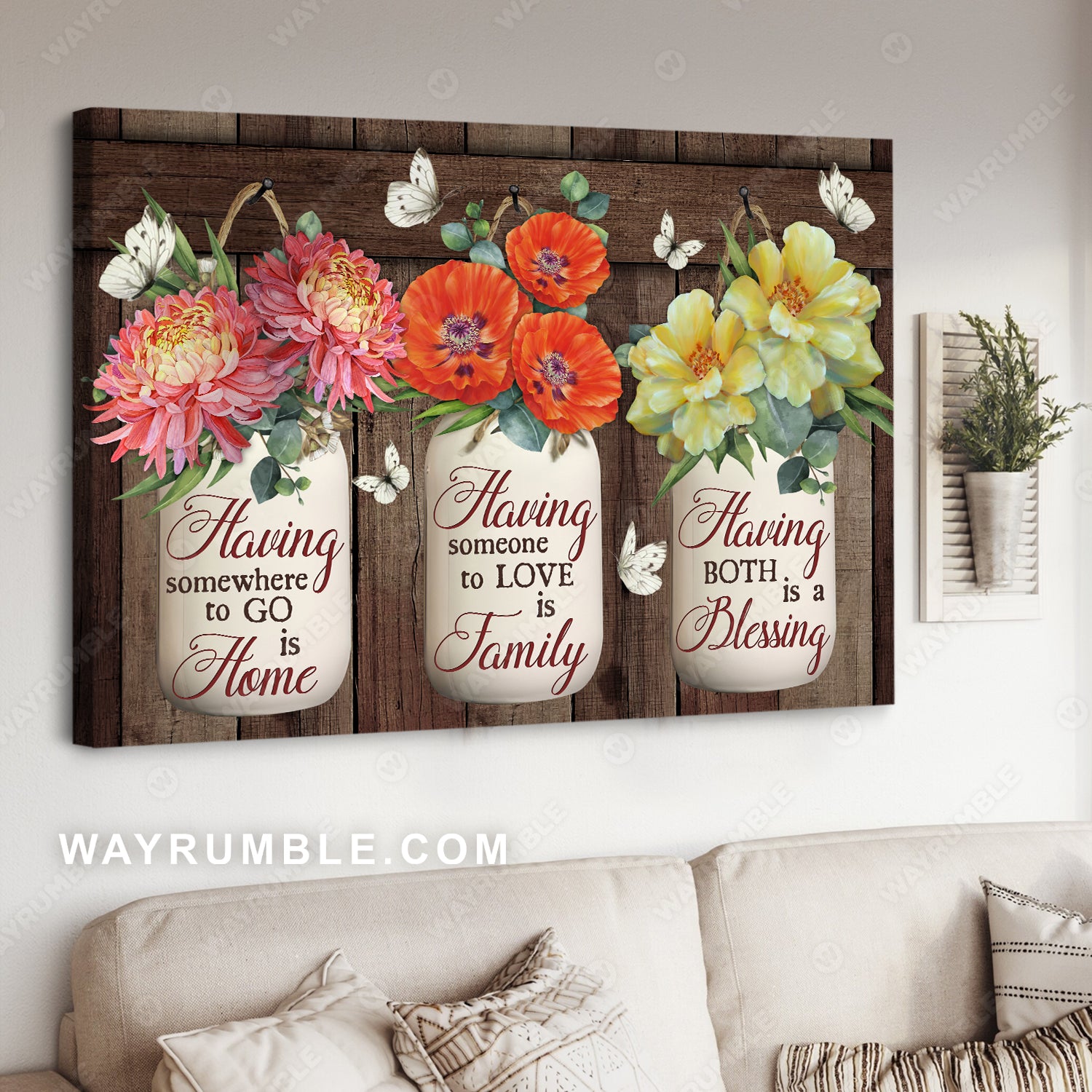 Pink daisy, Yellow rose, Red poppies, Having both is a blessing - Jesus Landscape Canvas Prints, Christian Wall Art