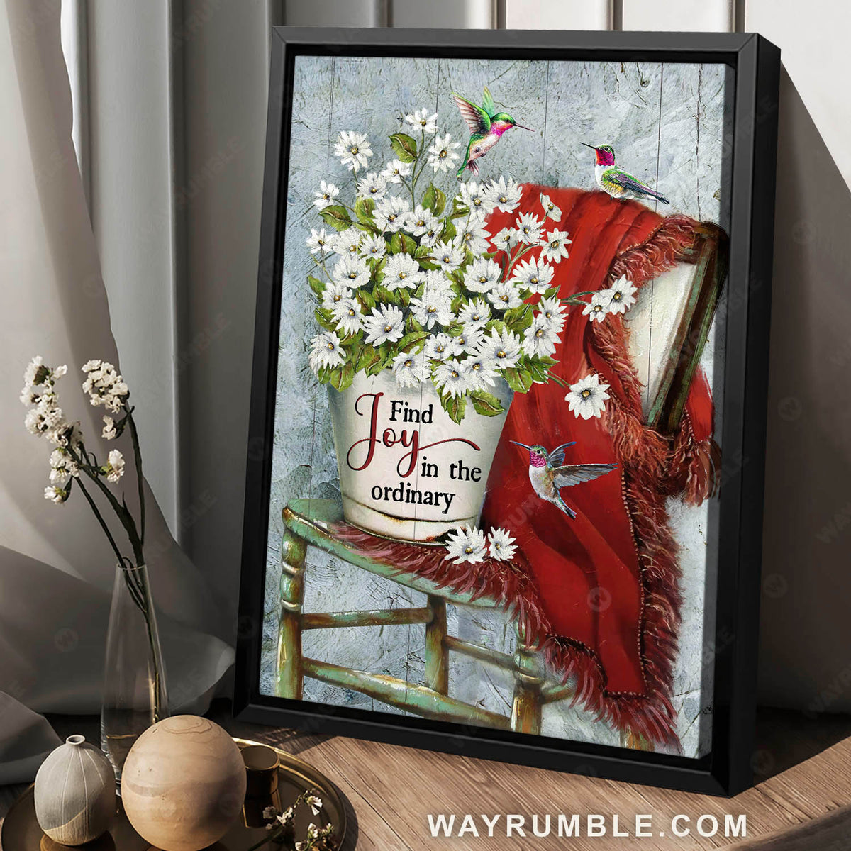 Jesus painting, Daisy flower, Hummingbird, Find joy in the ordinary - Jesus Portrait Canvas Prints, Christian Wall Art