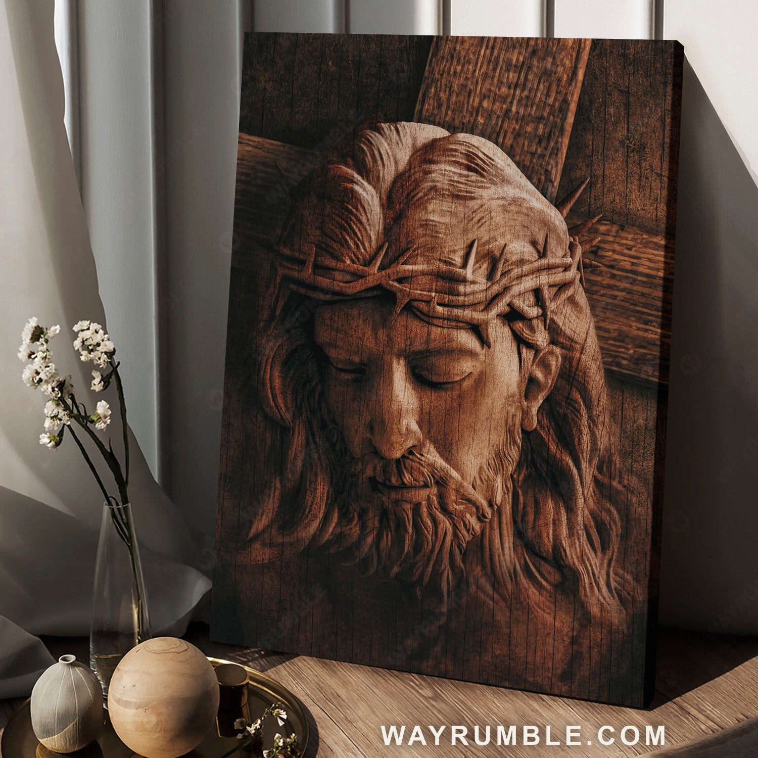 Jesus painting, Cross symbol, Crown of thorns, The life of Jesus - Jesus Portrait Canvas Prints, Christian Wall Art