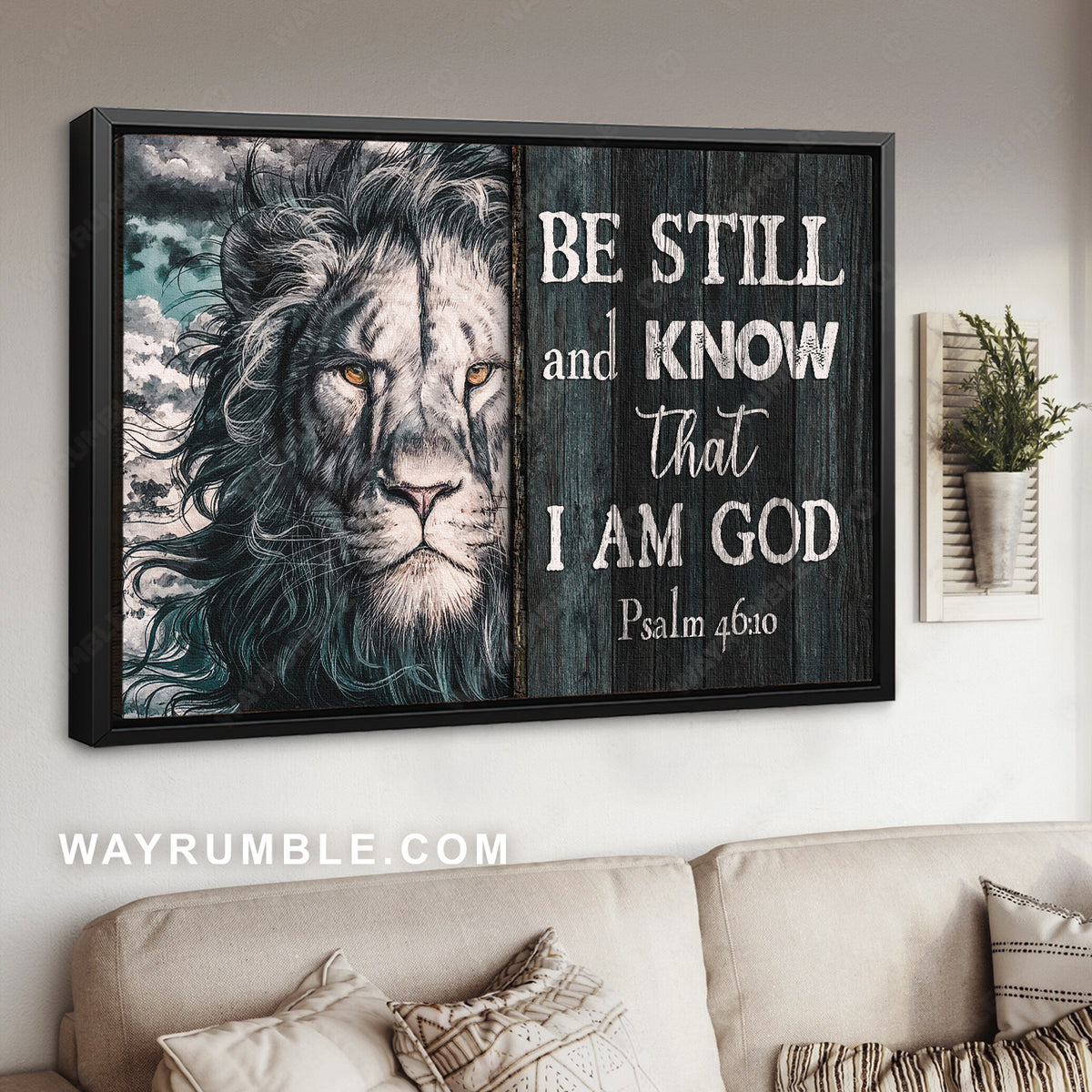 Lion of Judah, Lion king, Be still and know that I am God - Jesus Landscape Canvas Prints, Christian Wall Art