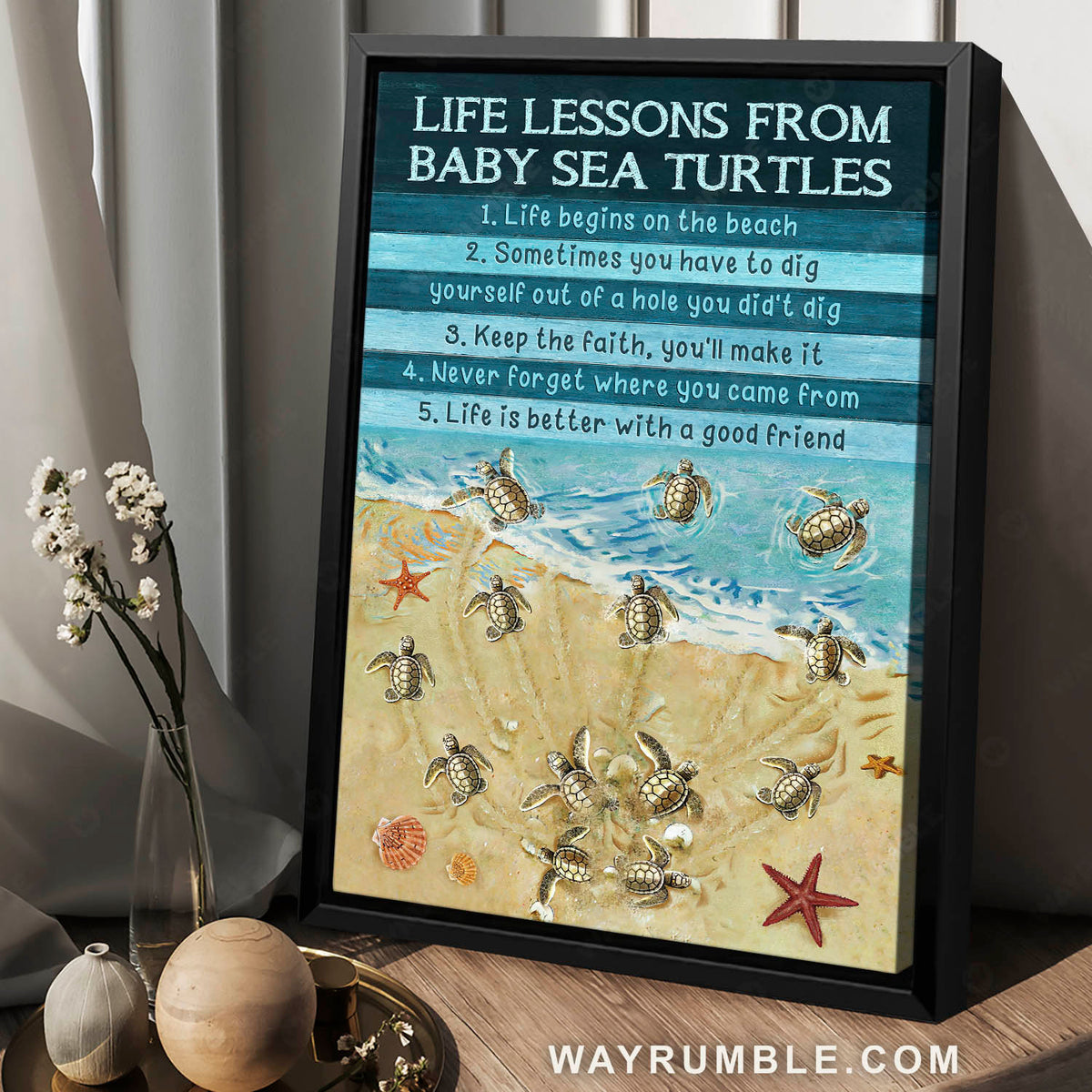 Turtle nest, Sand beach, Blue ocean, Life lessons from baby sea turtles - Jesus Portrait Canvas Prints, Christian Wall Art