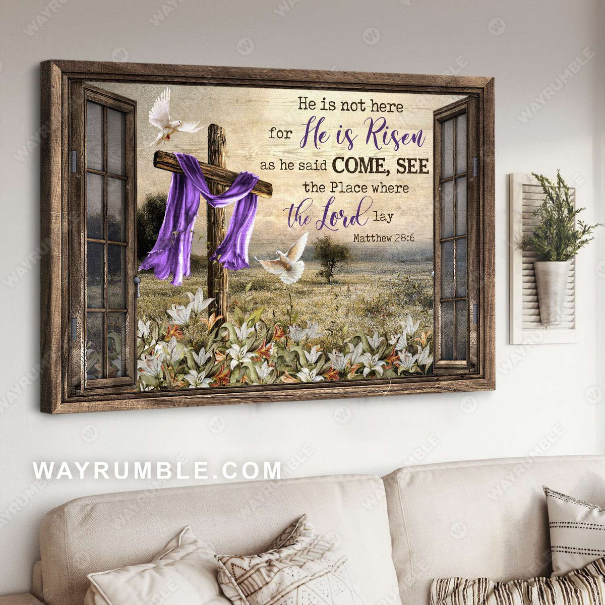 Meadow landscape, Flower field, The rugged cross, The place where the Lord lay - Jesus Landscape Canvas Prints, Christian Wall Art