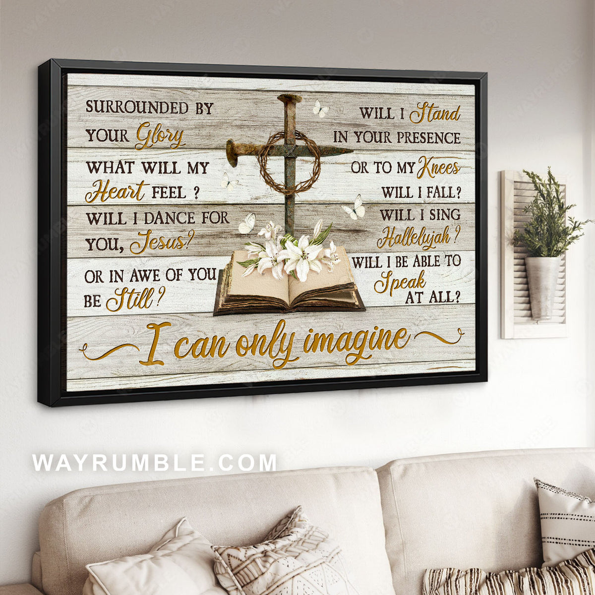 Nail cross, Thorn crown, Bible, White lily, I can only imagine - Jesus Landscape Canvas Prints, Christian Wall Art