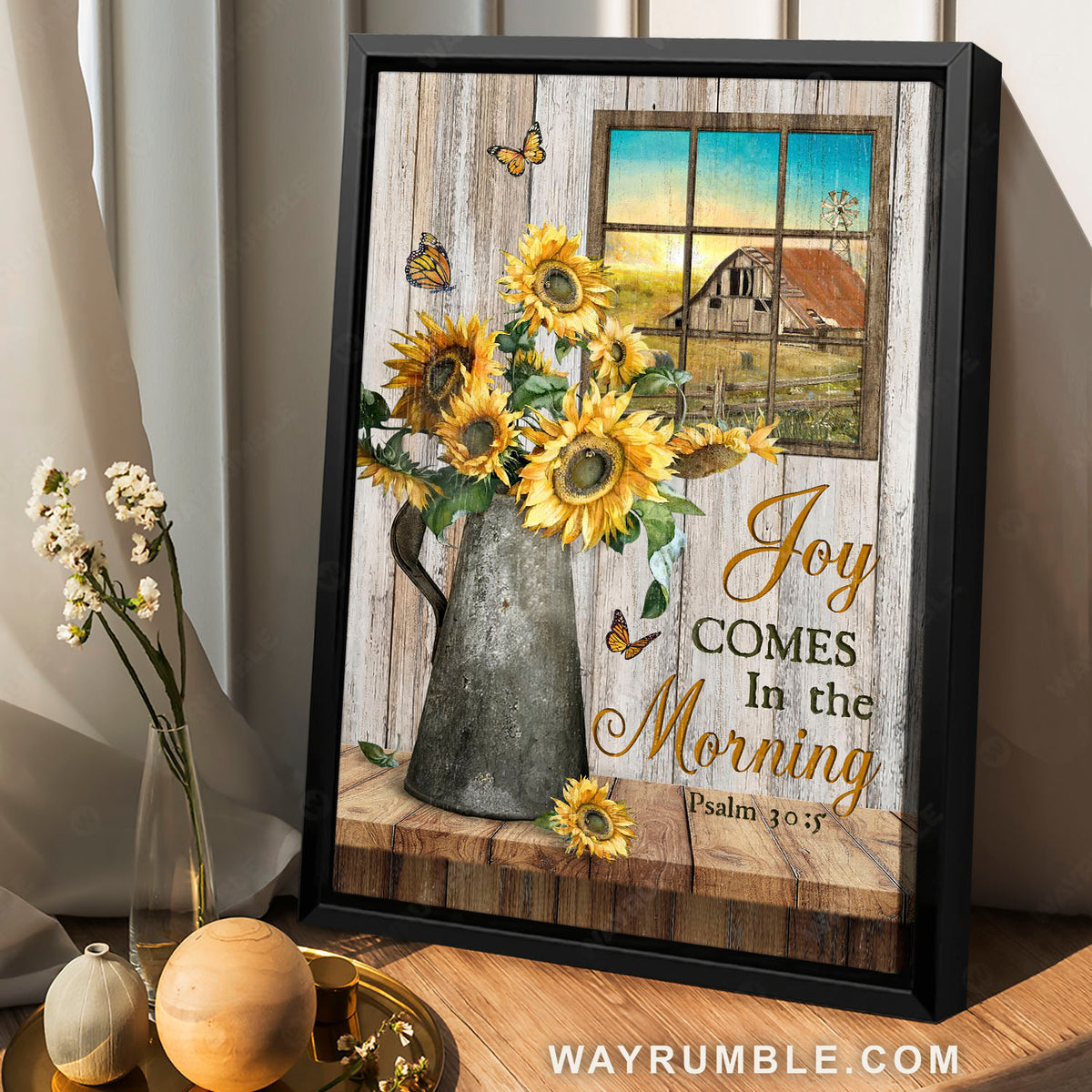 Lemon queen sunflower, Sunrise sky, Farm life, Joy comes in the morning - Jesus Portrait Canvas Prints, Christian Wall Art